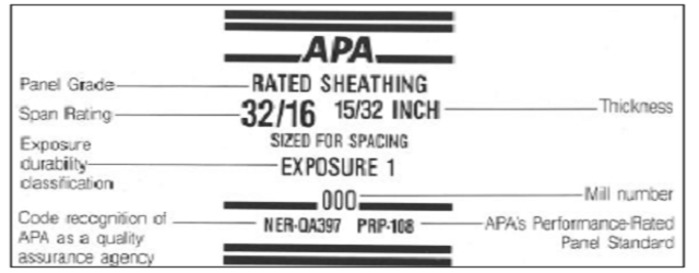 APA 성능 표준 PRP-100에 적합한 합판 스탬프