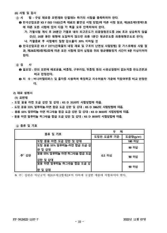 복합자재 품질인정서 불연 그라스울판넬(48k) 세부인정내용10